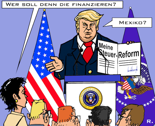 Cartoon: US-Steuerreform (medium) by RachelGold tagged usa,trump,steuerreform