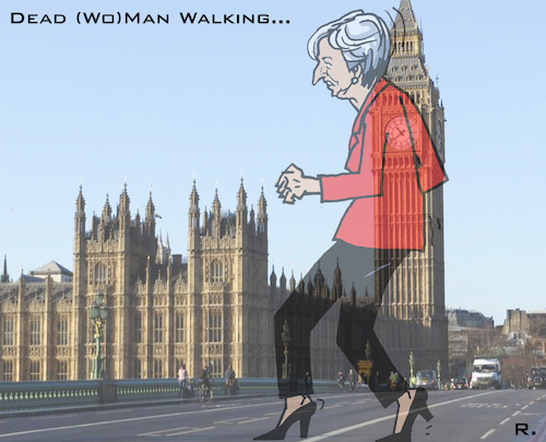 Cartoon: Zombie-Prime-Minister (medium) by RachelGold tagged uk,brexit,may,parliament,motion,of,no,confidence,corbyn,zombie,prime,minister