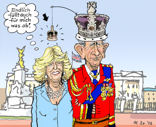 Cartoon: Und Camilla? (medium) by MarkusSzy tagged uk,monarchie,london,buckingham,palace,krönung,charles,camilla