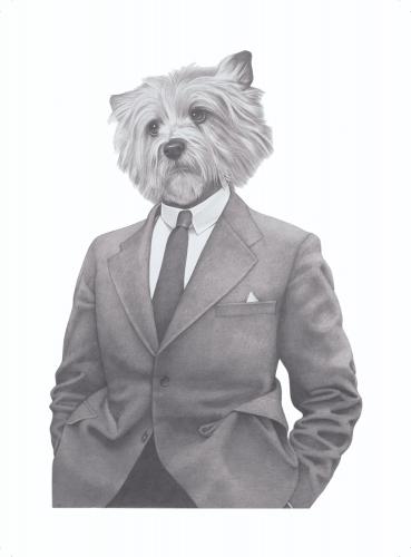 Cartoon: Dog Dude (medium) by jim worthy tagged animal,dog,mutt,pet,pencil,illustration