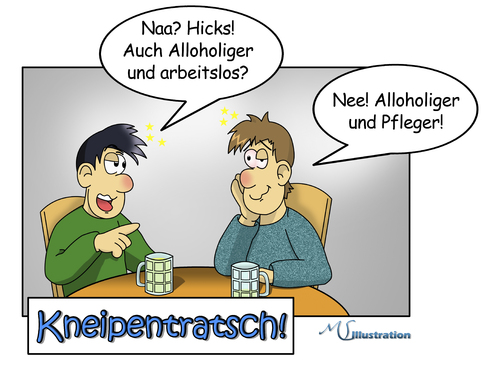 Cartoon: Sucht in der Pflege 8 (medium) by ms-illustration tagged sucht,drogen,alkohol,pflege,medizin,schwester,pfleger,sasufen,kneipe
