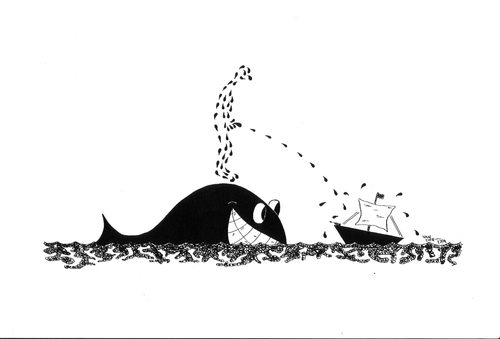 Cartoon: On the sea (medium) by van der Tipa tagged sea,whale,sailer,piss,pee