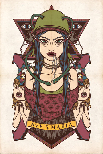 Cartoon: AVE S.MARIA (medium) by elmoro tagged illustration,digital,girl,vector,illustrator,art,poster