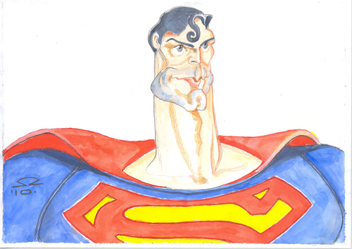 Cartoon: Christopher Reeve (medium) by zed tagged caricature,portrait,superman,actor,hollywood,usa,reeve,christopher