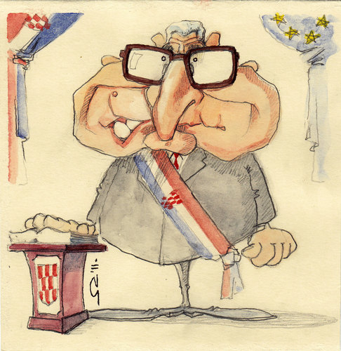 Cartoon: Franjo Tudjman (medium) by zed tagged franjo,tudjman,hrvatska,croatia,independence,hdz,founder,of,croatian,democratic,union,politician,europe,portrait,caricature