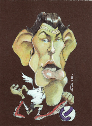 Cartoon: gareth bale (medium) by zed tagged gareth,bale,cardiff,wales,footballer,tottenham,hotspur,portrait,caricature