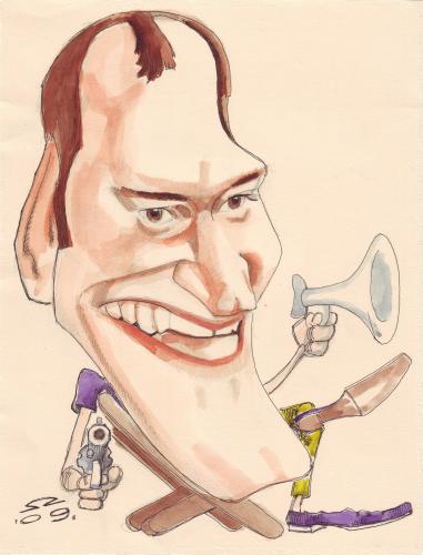Cartoon: Quentin Tarantino (medium) by zed tagged quentin,tarantino,hollywood,cannes,director,film,movie,actor,portrait,caricature,famous,people