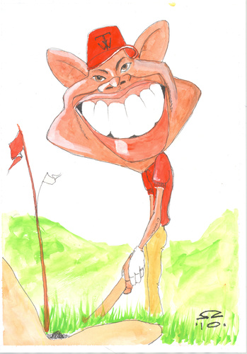Cartoon: Tiger Woods (medium) by zed tagged tiger,woods,usa,sport,golf,famous,people,portrait,caricature