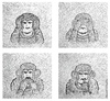 Cartoon: 4 wise monkeys (small) by schmidibus tagged four,wise,apes,monkeys,vier,weise,affen,sprichwort,nichts,böses,sehen,hören,sagen,minai,kikanai,iwanai,stinkefinger,phallussymbol,digitus,impudicus