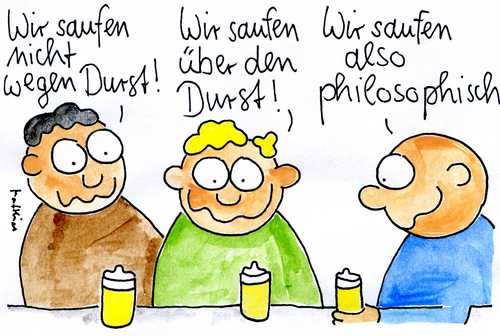 Cartoon: Philosophisches Saufen (medium) by Matthias Schlechta tagged saufen,philosophie,bier,alkohol,säufer,männer,kneipe,feierabend,theke,tresen,saufen,philosophie,bier,alkohol,säufer,männer,kneipe,feierabend,theke,tresen