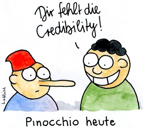 Cartoon: Pinocchio heute (medium) by Matthias Schlechta tagged pinocchio,credibilty,nase,glaubwürdigkeit,heute