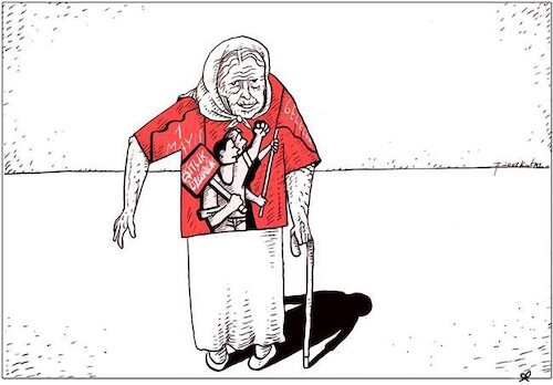 Cartoon: Activist old women (medium) by firuzkutal tagged old,alter,firuzkutal,woman,activist,old,alter,firuzkutal,woman,activist