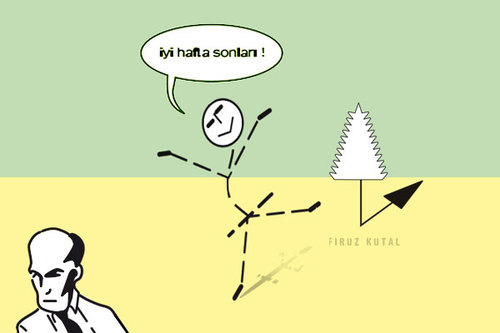 Cartoon: Happy.weekend... (medium) by firuzkutal tagged weekend,firuzkutal,kutal,happy,tree,gender,mann,woman,relation,dans
