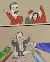 Cartoon: Towards a class war in Venezuela (small) by firuzkutal tagged crisis venezuela latin america usa president maduro juan guaido chavez class divisions economic