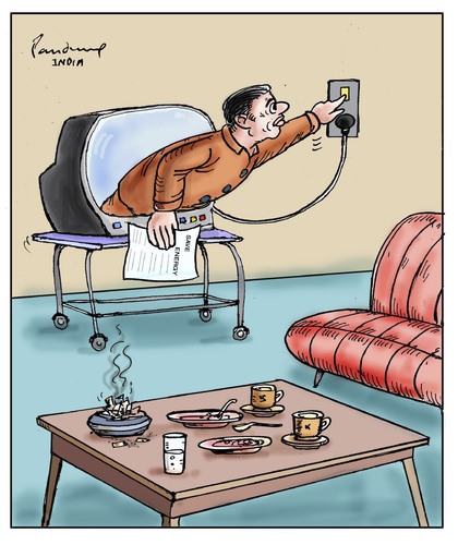 Cartoon: Save energy (medium) by B V Panduranga Rao tagged save,energy