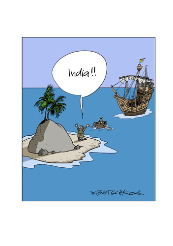 Cartoon: India! (medium) by Butschkow tagged india,indien,entdecker,columbus,christopher,amerika,discover,usa,ship,boat,santa,maria,insel,island,india,indien,entdecker,columbus,christopher,amerika,discover,usa,ship,boat,santa,maria,insel,island