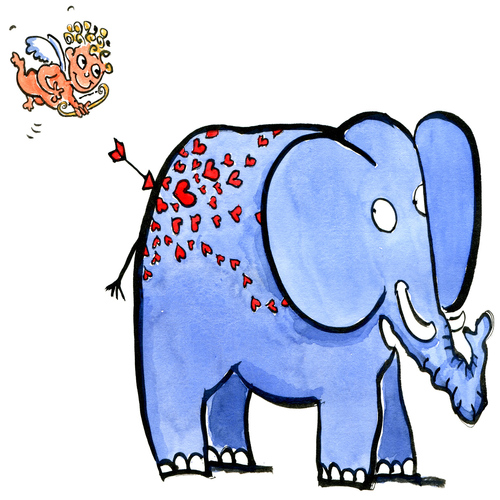 Cartoon: Amore (medium) by Frits Ahlefeldt tagged love,elephant,valentine,heart,cartoon,hikingartist
