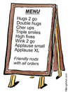 Cartoon: Hugs 2 go for hurried people (small) by Frits Ahlefeldt tagged love,affection,coffee2go,kindness,businesspeople,hugs,smiles,life,cartoon