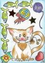 Cartoon: kitty cat (small) by Metalbride tagged kakaokarten sammelkarten traiding cards buntstifte fineliner streuteile