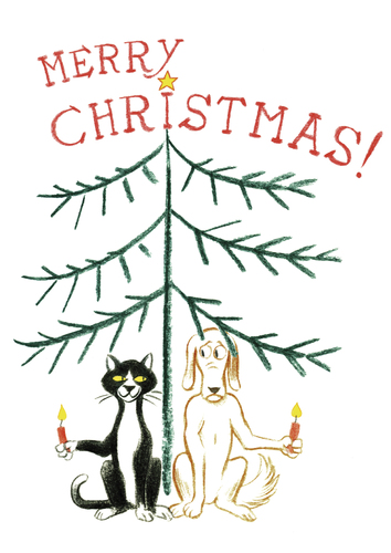 Cartoon: Harmonie unterm Baum (medium) by Thilo Krapp tagged tree,weihnachtsbaum,christbaum,weihnachtskarte,frohe,merry,cat,dog,dogs,and,cats,katz,und,katze,hund,christmas,weihnachten