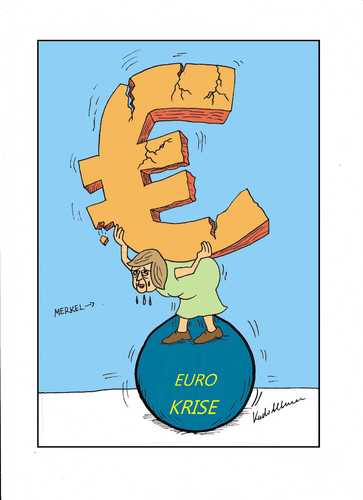 Cartoon: Rolle Deutschlands in Europa (medium) by kader altunova tagged euro,merkel,krise