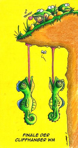 Cartoon: Cliffhanger (medium) by Jupp tagged chamäleon,cliffhanger,jupp,cartoon