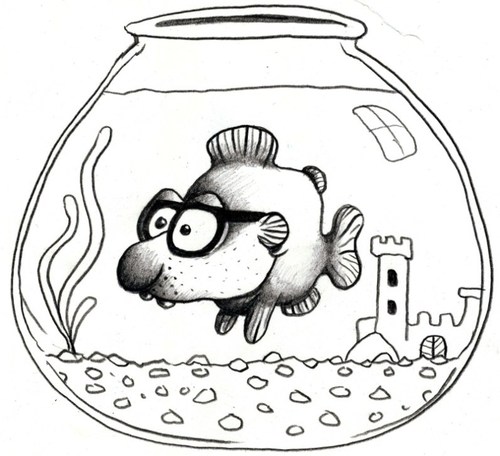 Cartoon: Fisch im Glas (medium) by Jupp tagged scribble,fischkopp,burg,eng,goldfish,goldfisch,water,wasser,fishbowl,grinsen,brlle,bomm,jupp,bowl,in,fish,glas,fisch,illustration,lahnstein