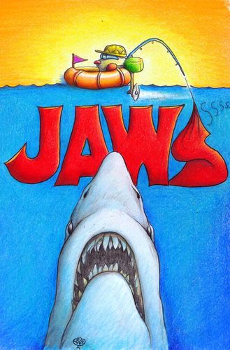 Cartoon: Jaws (medium) by Jupp tagged maulwurf,hai,mole,shark,cinema,kino,cartoon,jupp
