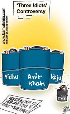 Cartoon: Three Idiots Controversy (medium) by bamulahija tagged indian,cartoon,hindi,bollywood