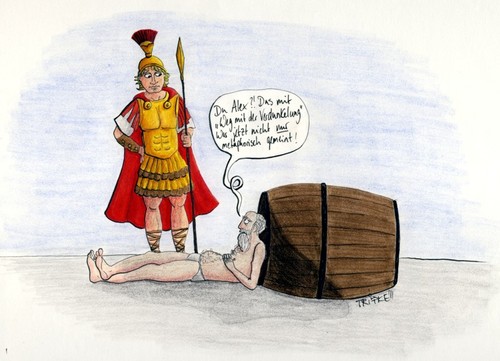 Cartoon: Alexander der Große vs Diogenes (medium) by TRIPKE tagged philosophie,diogenes,große,der,alexander