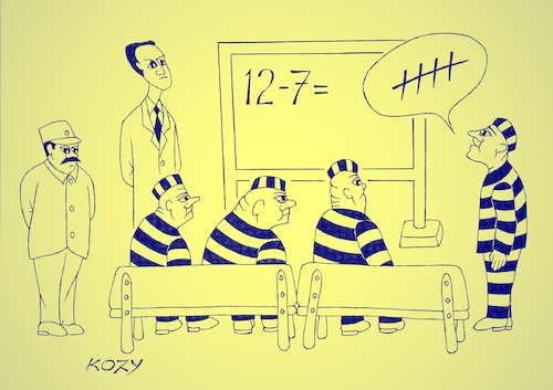 Cartoon: Education (medium) by kozyurt tagged math2022,prison,prisoner,teacher
