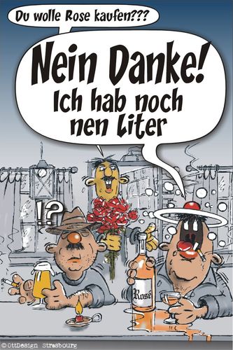 Cartoon: ROSE KAUFEN (medium) by BARHOCKER tagged rose,kaufen,blumen,kneipe,wein