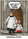 Cartoon: Schuldfrage (small) by andre sedlaczek tagged kirche,missbrauch,minestrant,priester,unschuldslamm