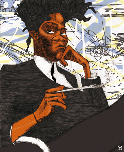Cartoon: J.M. Basquiat (medium) by Mattia Massolini tagged basquiat,caricature,artist