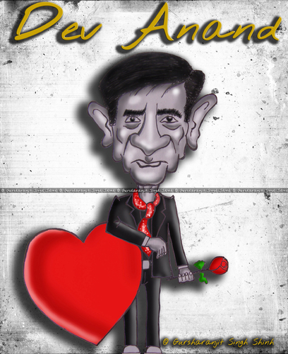 Cartoon: Dev Anand Caricature (medium) by gursharanthecartoonist tagged dev,anand,romantic,hero