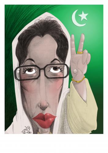 Cartoon: Benazir Bhutto - Pakistan (medium) by tamer_youssef tagged benazir,bhutto,pakistan,politics,political,editorial,catoon,caricature,portrait,pencil,art,sketch,by,tamer,youssef,egypt