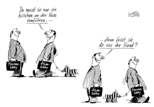 Cartoon: An der Nase... (medium) by Stuttmann tagged atom,pharma,lobby,merkel,gesundheitsreform,atom,pharma,lobby,angela merkel,gesundheitsreform,gesundheit,angela,merkel