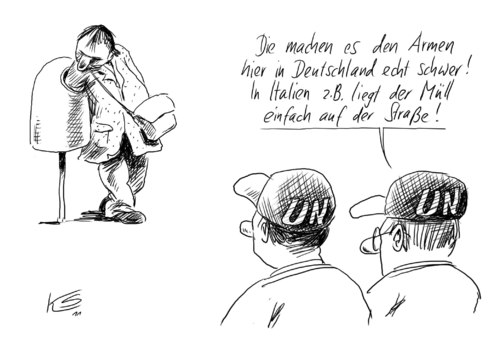 Cartoon: Arme (medium) by Stuttmann tagged arme,arm,armut,müll,italien,arme,arm,armut,müll,italien