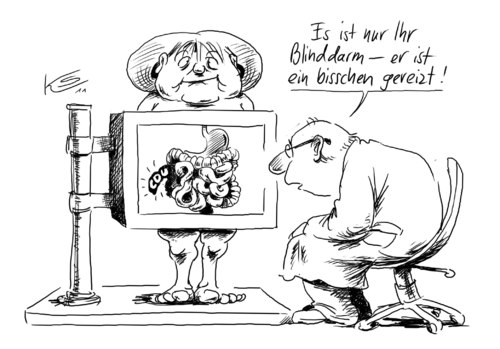 Cartoon: Blinddarm (medium) by Stuttmann tagged blinddarm,angela,merkel,gereizt