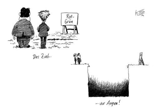 Cartoon: Das Ziel vor Augen... (medium) by Stuttmann tagged rotgrün,rot,grün,spd,grüne,rotgrün,rot,grün,spd,grüne