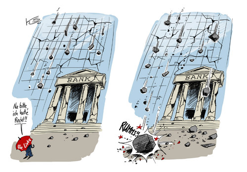 Cartoon: Die Linke (medium) by Stuttmann tagged bankenrettung,eurokrise,linke,kapitalismus