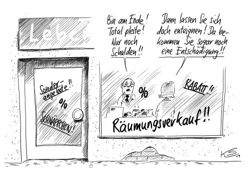 Cartoon: Enteignung (medium) by Stuttmann tagged enteignung,verstaatlichung,wirtschaftskrise,rezession,hre,bank,cartoon,cartoons,enteignung,verstaatlichung,wirtschaftskrise,rezession,hre,bank,banken,staat,geld,schulden,wirtschaft,finanzen,pleite,finanzkrise,rabatt,handel,verkauf