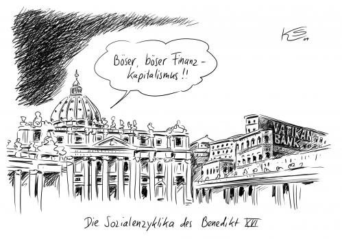 Cartoon: Enzyklika (medium) by Stuttmann tagged enzyklika,papst,benedikt,vatikan,finanzkapitalismus,wirtschaftskrise,enzyklika,papst benedikt,vatikan,finanzkapitalismus,wirtschaftskrise,religion,finanzen,papst,benedikt