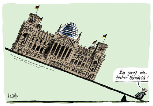 Cartoon: Hebeltrick (medium) by Stuttmann tagged rettungspaket,finanzkrise,euro,rettungsschirm,hebel,schäuble,europa,eu,griechenland