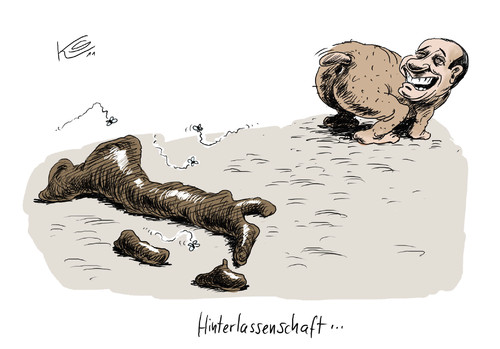 Cartoon: Hinterlassenschaft (medium) by Stuttmann tagged hinterlassenschaft,italien,scheisse,berlusconi