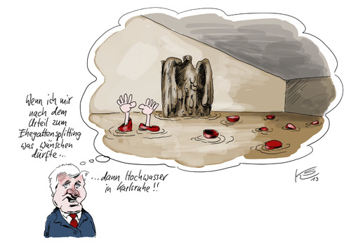 Cartoon: Karlsruhe (medium) by Stuttmann tagged ehegattensplitting,seehofer,bvg