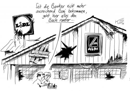 Cartoon: Keine Boni (medium) by Stuttmann tagged bonus,boni,banker,lidl,aldi,finanzkrise,wirtschaftskrise,rezession,moral,bonus,boni,gehalt,gehälter,managergehälter,banken,bank,banker,wirtschaftskrise,wirtschaft,finanzen,finanzkrise,geld,rezession,konjunktur,lidl,aldi,supermarkt,handel,verkauf,moral