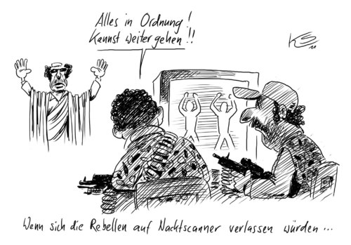 Cartoon: Nacktscanner (medium) by Stuttmann tagged nacktscanner,gaddafi