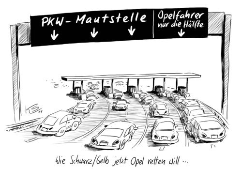 Cartoon: PKW-Maut (medium) by Stuttmann tagged pkw,maut,autos,autobahngebühren,ramsauer,csu,opel,gm,pkw,maut,autos,auto,autobahngebühren,ramsauer,csu,opel,gm,general motors,autobahn,geld,general,motors