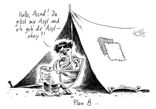 Cartoon: Plan B (medium) by Stuttmann tagged gaddafi,libyen,assad,syrien,gaddafi,libyen,assad,syrien